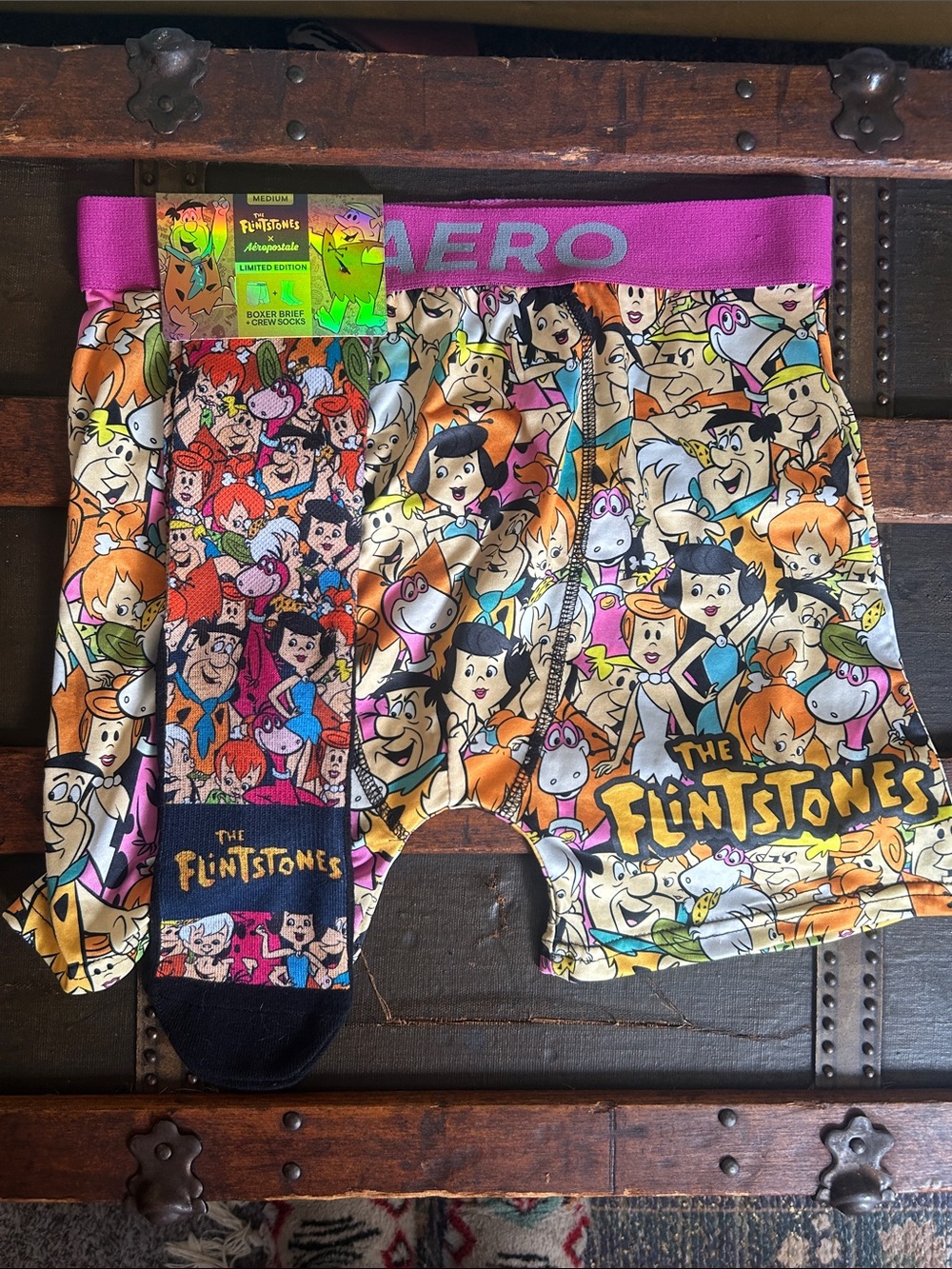 Aeropostale The Flintstones Multicolor Boxer Briefs with Pink Waistband